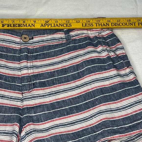 British Khaki Women's Size 12 Striped Linen Shorts Summer Casual Lightweight - Picture 9 of 13